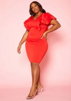 Plus Size Ruffle Sleeve Mini Dress -Asoph Sales Shop 2020026 001 2