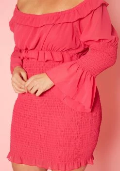 Plus Size Smocked Off Shoulder Mini Dress -Asoph Sales Shop 2020099 001 3