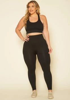 Plus Size Ribbed Racerback Tank Top & Leggings Set