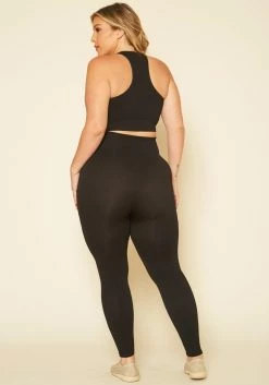 Plus Size Ribbed Racerback Tank Top & Leggings Set -Asoph Sales Shop 2020106 001 3