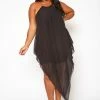 Plus Size Asymmetric Chiffon Flare Dress