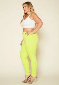 Plus Size Neon Yellow High Waist Skinny Jeans -Asoph Sales Shop 2020200 001 2