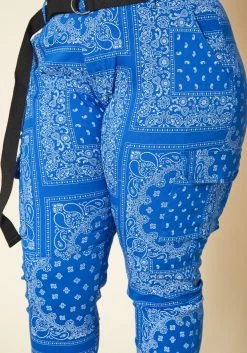 Plus Size Paisley Print Belted Cargo Pants -Asoph Sales Shop 2020247 001 4