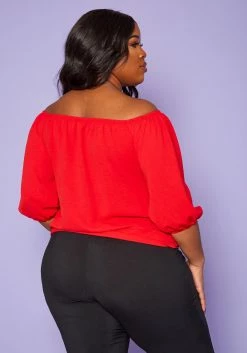 Plus Size Off Shoulder Button Hem Yellow Top -Asoph Sales Shop 2020260 002 4