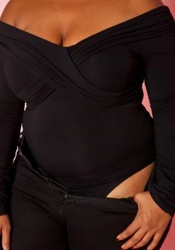 Plus Size Overlayered Off Shoulder Bodysuit -Asoph Sales Shop 2020277 001 5