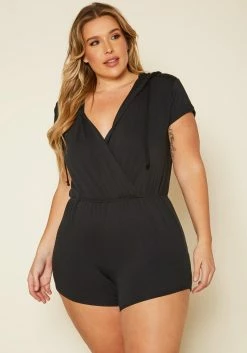 Plus Size Overlap V-Neck Lounge Romper