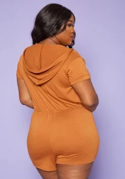 Plus Size Overlap V-Neck Lounge Romper -Asoph Sales Shop 2020281 002 4