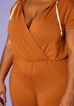 Plus Size Overlap V-Neck Lounge Romper -Asoph Sales Shop 2020281 002 5