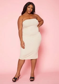 Plus Size Rib Knit Tube Midi Dress & Duster Cardigan Set -Asoph Sales Shop 2020289 004 7