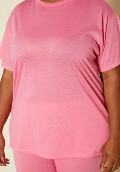 Plus Size Neon Basic Tee Shirt & Biker Shorts Set -Asoph Sales Shop 2020291 002 5