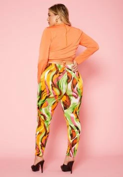 Plus Size Mock Neck Crop Top & Abstract Legging Set -Asoph Sales Shop 2020299 001 4