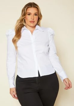 Plus Size Ballon Sleeve Collar Top -Asoph Sales Shop 2020318 001 3