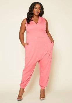 Plus Size V-Neck Harem Jumpsuit