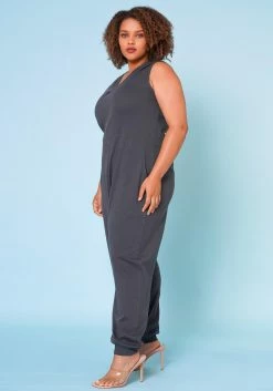 Plus Size V-Neck Harem Jumpsuit -Asoph Sales Shop 2020320 005 2