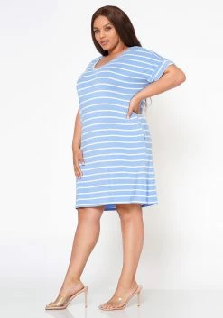 Plus Size Striped Mini Dress -Asoph Sales Shop 2020321 008 2