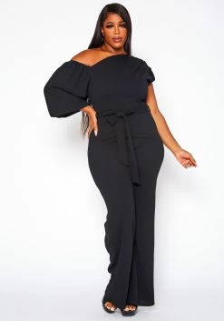 Plus Size One Sleeve Asymmetrical One Shoulder Jumpsuit -Asoph Sales Shop 2020329 003 2