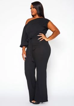 Plus Size One Sleeve Asymmetrical One Shoulder Jumpsuit -Asoph Sales Shop 2020329 003 3
