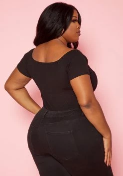 Plus Size Ribbed Button Detail Bodysuit -Asoph Sales Shop 2020333 001 4