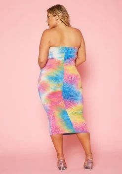 Plus Size Strapless Tie Dye Midi Dress -Asoph Sales Shop 2020345 001 4