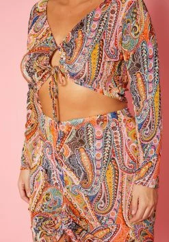 Plus Size Paisley Print Mesh Crop Top & Mesh Skirt Set -Asoph Sales Shop 2020381 001 5