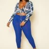Plus Size Abstract Crop Top & Leggings Set