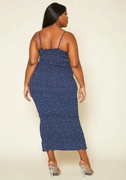 Plus Size Shirred Polka Dot Maxi Dress 10 Plus Size Shirred Polka Dot Maxi Dress -Asoph Sales Shop 2020404 001 5