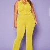 Plus Size Ruched Halter Top & Pants Set