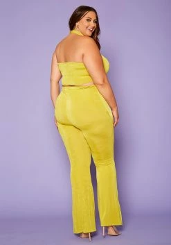 Plus Size Ruched Halter Top & Pants Set -Asoph Sales Shop 2020416 002 4