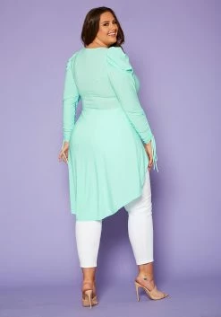 Plus Size High-Low Ruched Puffed Sleeves Top -Asoph Sales Shop 2020422 002 4