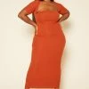 Plus Size Ribbed Two Piece Set Maxi Dress
