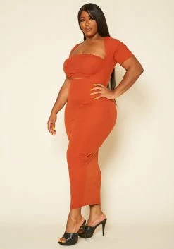 Plus Size Ribbed Two Piece Set Maxi Dress -Asoph Sales Shop 2020425 001 3