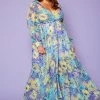Plus Size Abstract Dots Print Chiffon Maxi Dress