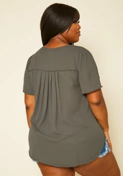 Pleione Plus Size High Low V-Neck Top -Asoph Sales Shop 2020443 004 4