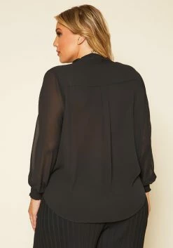Pleione Plus Size Surplice Sheer Top -Asoph Sales Shop 2020444 001 4
