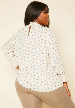 Pleione Plus Size Floral Print Mock Neck Top -Asoph Sales Shop 2020447 001 4