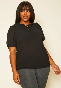 Pleione Plus Size Ruffled Flounce Top