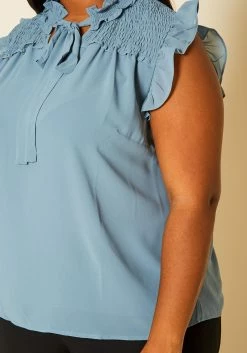 Pleione Plus Size Shirred Ruffle Sleeve Tank Top -Asoph Sales Shop 2020451 002 5