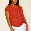Pleione Plus Size Side Twist Basic Top