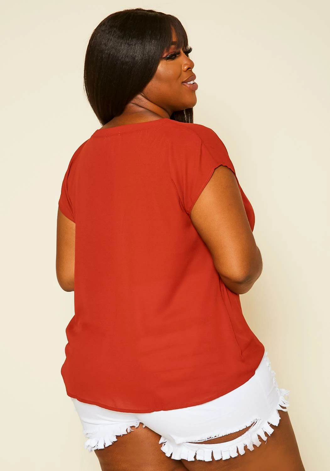 Pleione Plus Size Side Twist Basic Top 4 Pleione Plus Size Side Twist Basic Top - Image 4