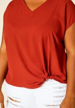 Pleione Plus Size Side Twist Basic Top 9 Pleione Plus Size Side Twist Basic Top -Asoph Sales Shop 2020453 001 5
