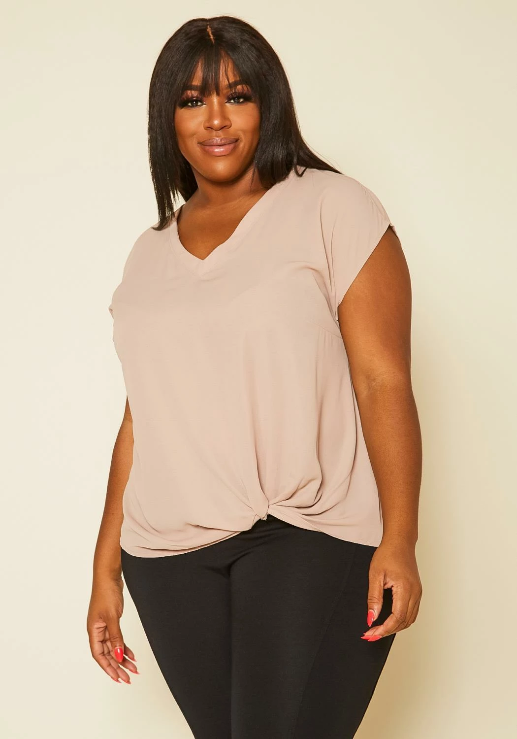 Pleione Plus Size Side Twist Basic Top 2 Pleione Plus Size Side Twist Basic Top - Image 2