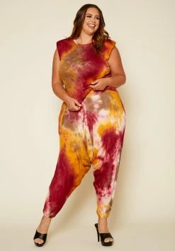 Plus Size Tie Dye Tank Top & Harem Pants Set