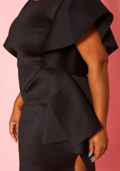 Plus Size Side Ruffle Dress -Asoph Sales Shop 2020464 004 5