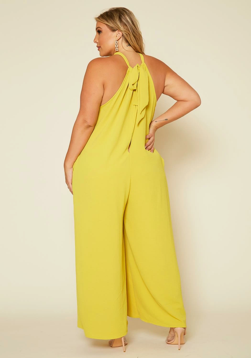 Plus Size Halter Top Jumpsuit 5 Plus Size Halter Top Jumpsuit - Image 5