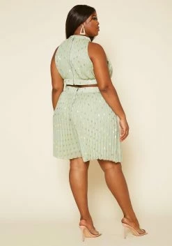 Plus Size Pleated Polka Dot Cut Out Romper -Asoph Sales Shop 2020477 001 4