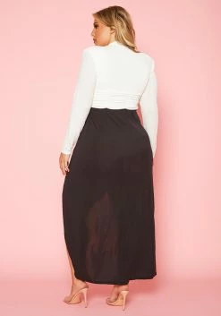 Plus Size Black & White Slit Maxi Dress -Asoph Sales Shop 2020499 001 4