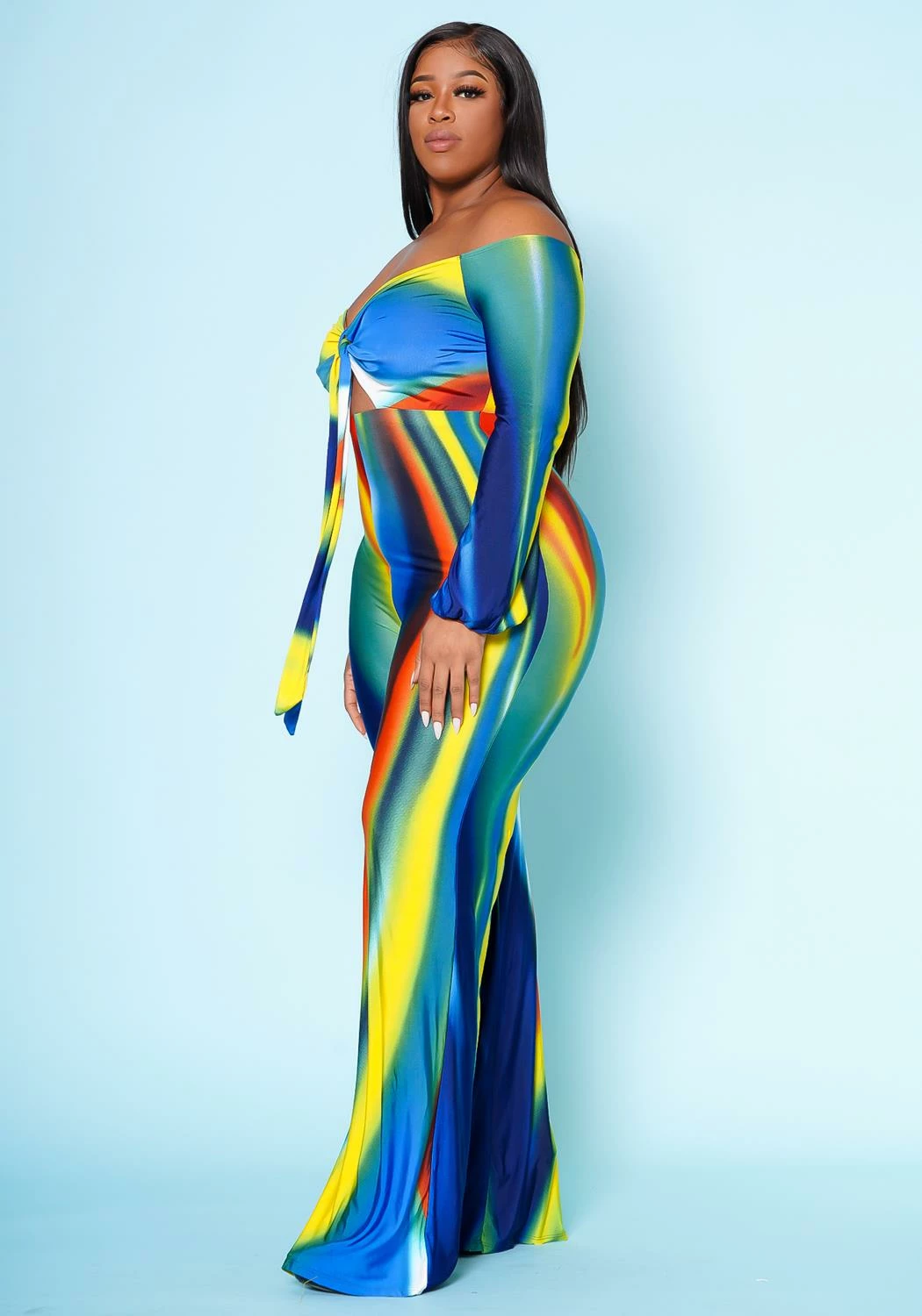 Plus Size Multicolor Wide Leg Jumpsuit 3 Plus Size Multicolor Wide Leg Jumpsuit - Image 3