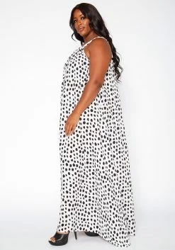 Plus Size Dotted Print Maxi Flare Dress -Asoph Sales Shop 2020517 001 3