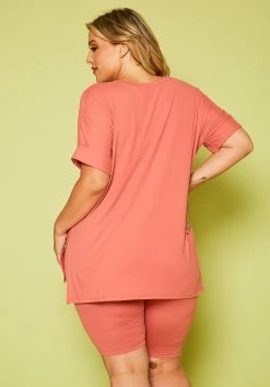 Plus Size V-Neck Tee Shirt & Biker Shorts Set 9 Plus Size V-Neck Tee Shirt & Biker Shorts Set -Asoph Sales Shop 2020548 007 4