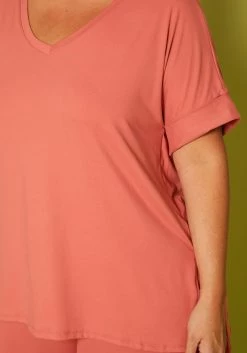 Plus Size V-Neck Tee Shirt & Biker Shorts Set 10 Plus Size V-Neck Tee Shirt & Biker Shorts Set -Asoph Sales Shop 2020548 007 5